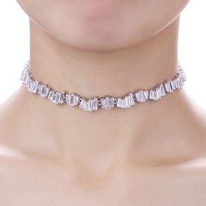 Rose Gold Cz Diamond Baguette Bolo Necklace